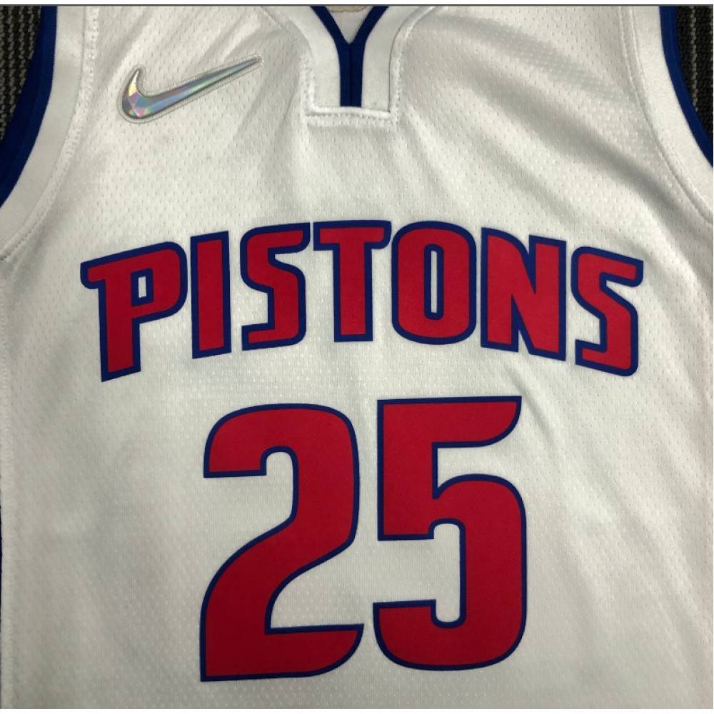 Men's Detroit Pistons Derrick Rose #25 White 2021/22 Swingman NBA Jersey - Icon Edition-Pro Kit Vault | Brand New 26/27 Sports Jerseys